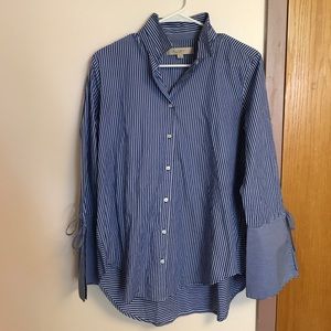 LOFT Striped Oxford with Bow Sleeves